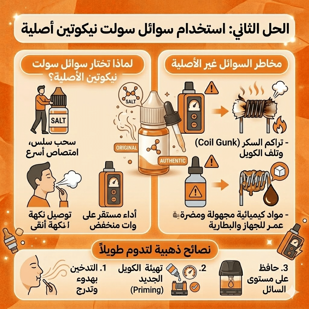 الحل الثاني: استخدام سوائل سولت نيكوتين أصلية 
