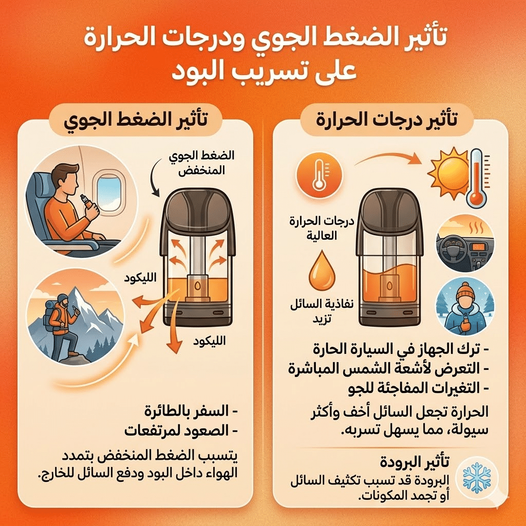 تأثير الضغط الجوي ودرجات الحرارة على تسريب البود