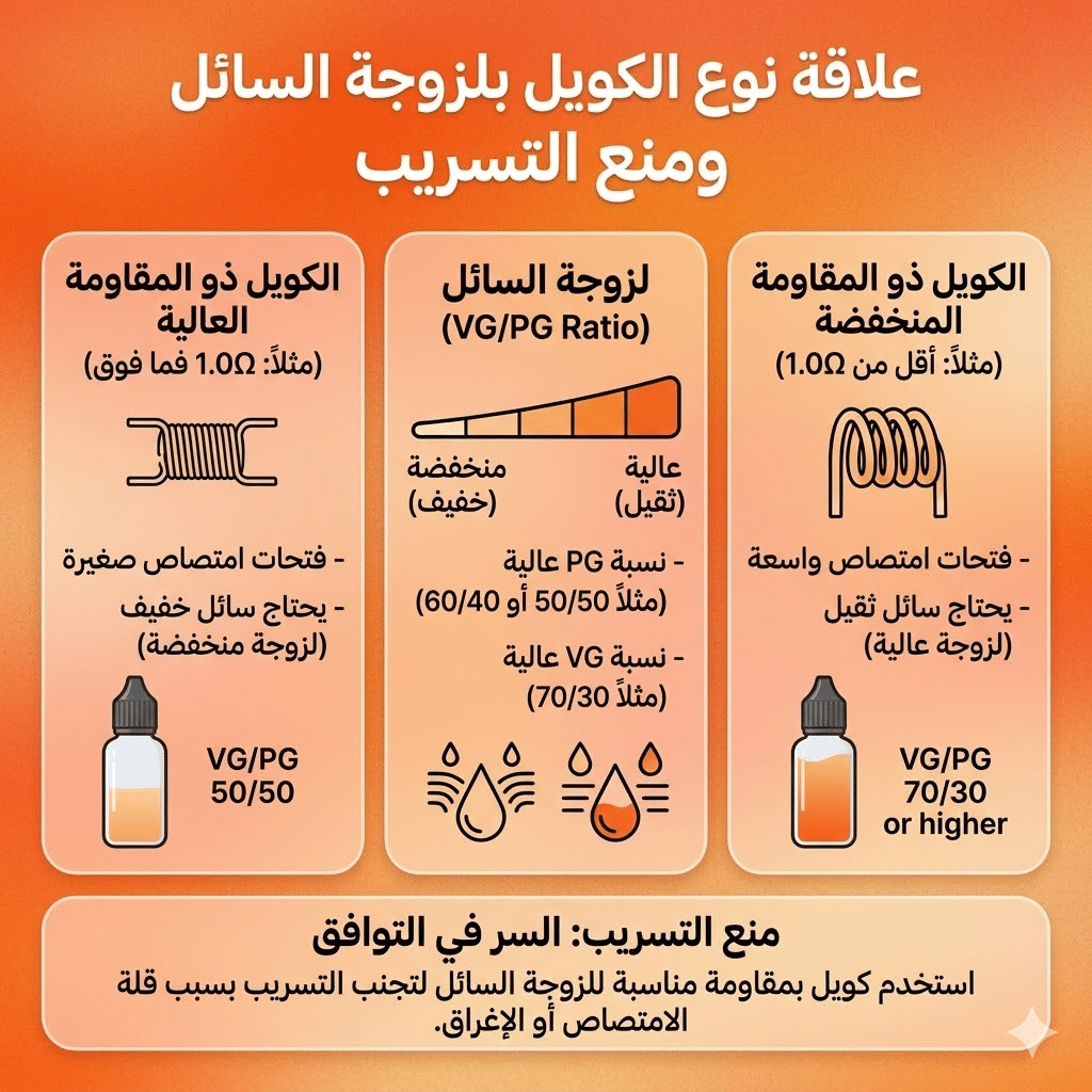 علاقة نوع الكويل بلزوجة السائل ومنع التسريب