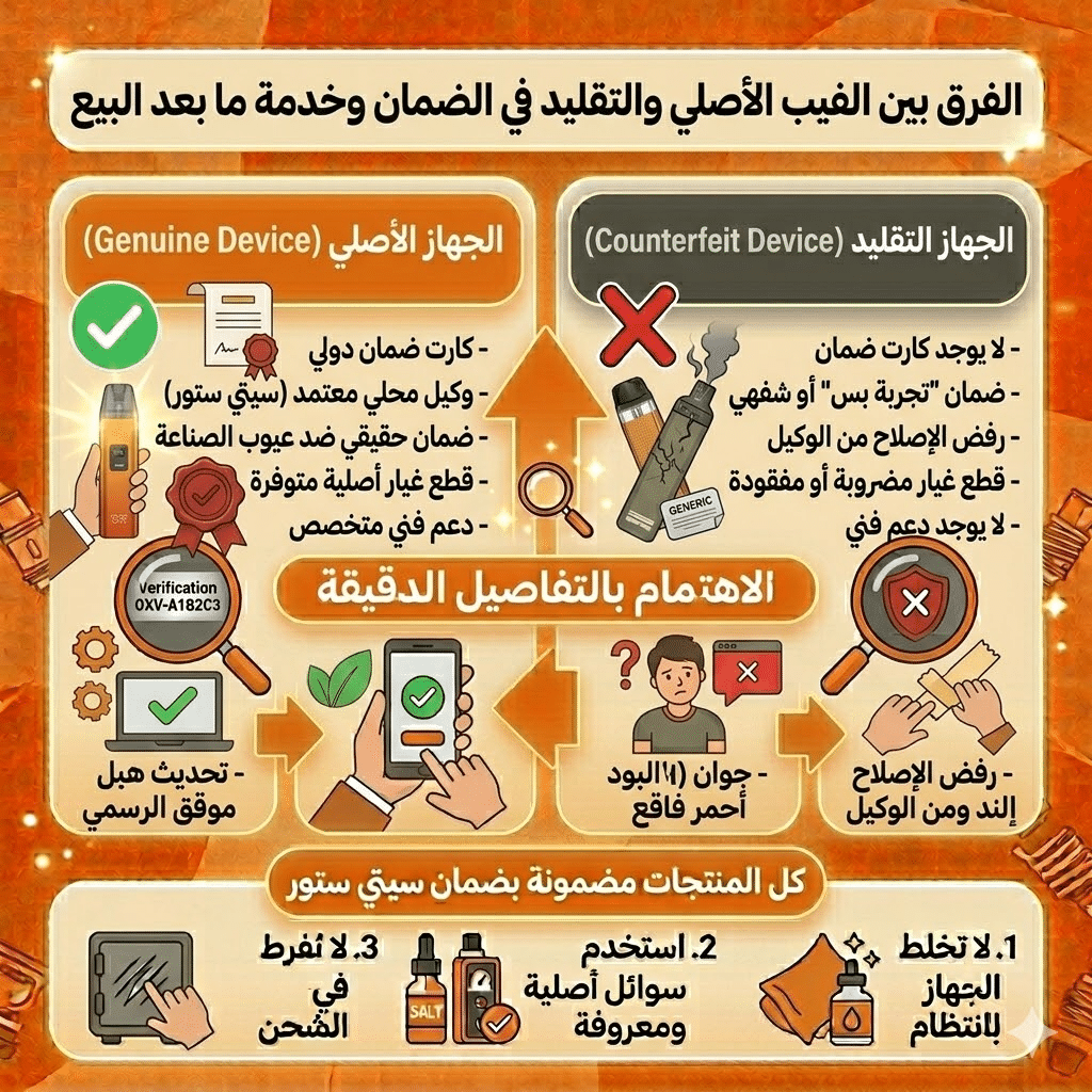 الفرق بين الفيب الأصلي والتقليد في الضمان وخدمة ما بعد البيع