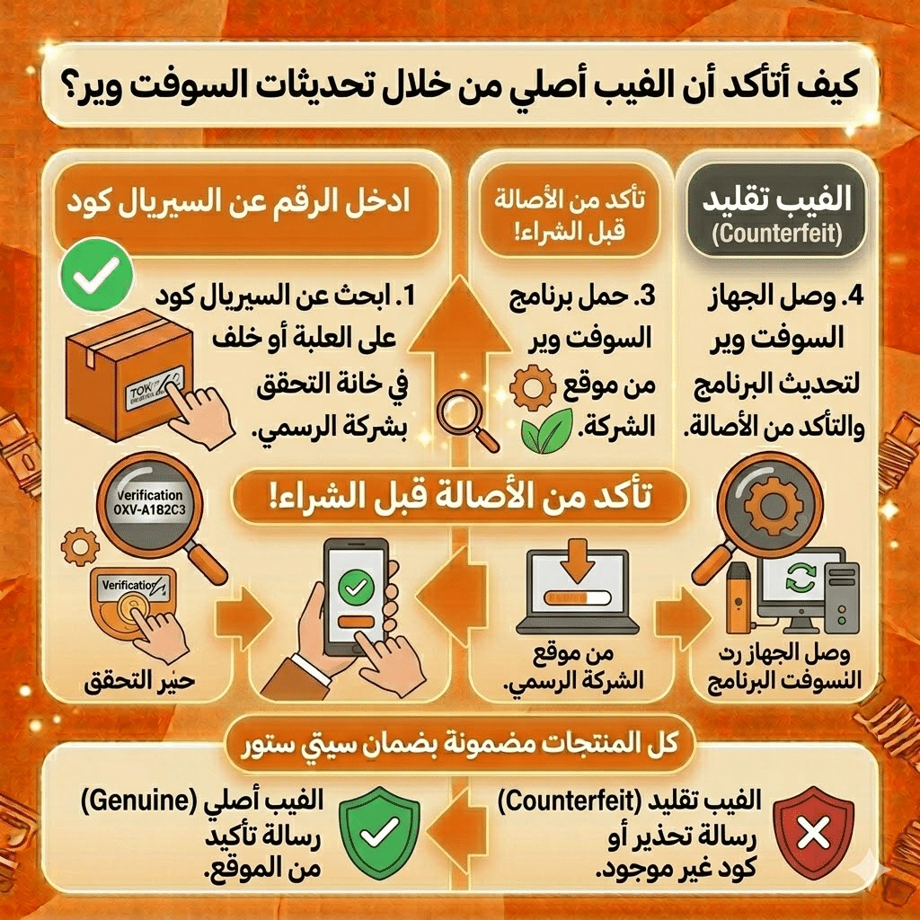 كيف أتأكد أن الفيب أصلي من خلال تحديثات السوفت وير؟